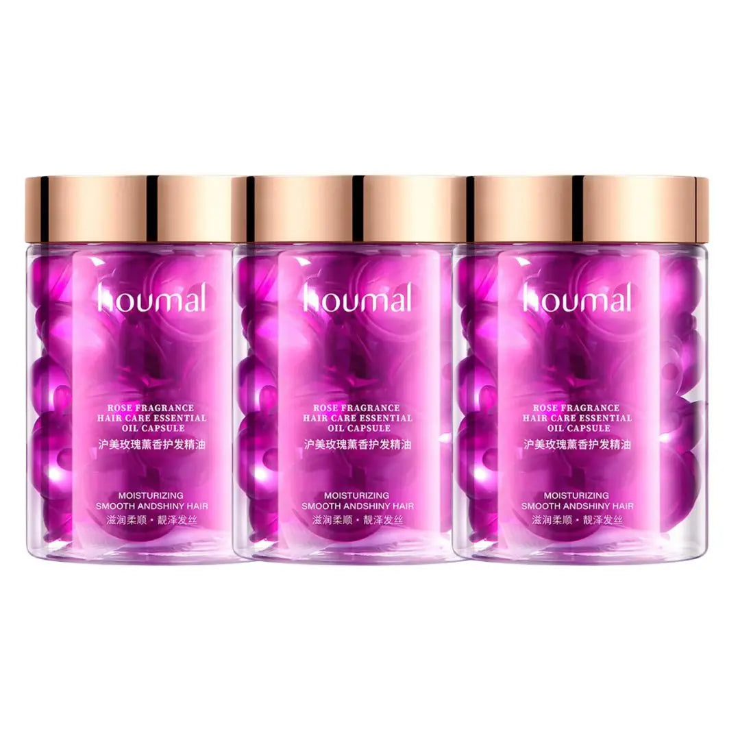 Hair Styling Serum Frizzy Dry Rose Essence Oil Capsules Leave-in Anti Qme C 3 bottle