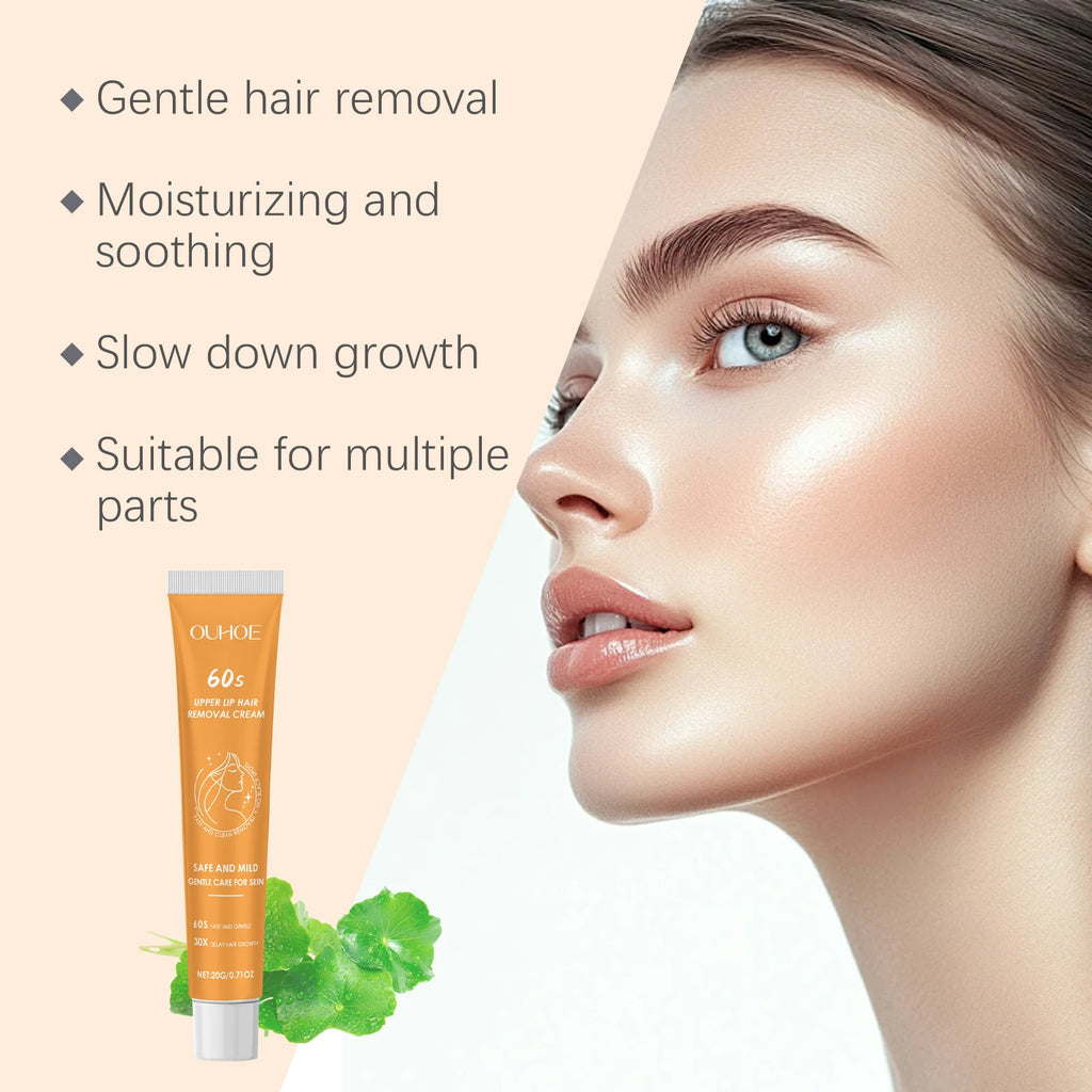 Hair Removal Cream for Face & Body Painless Depilatory Cream Smooth Skin Hair Remover Growth Inhibitor for Underarms Legs Arms Qme