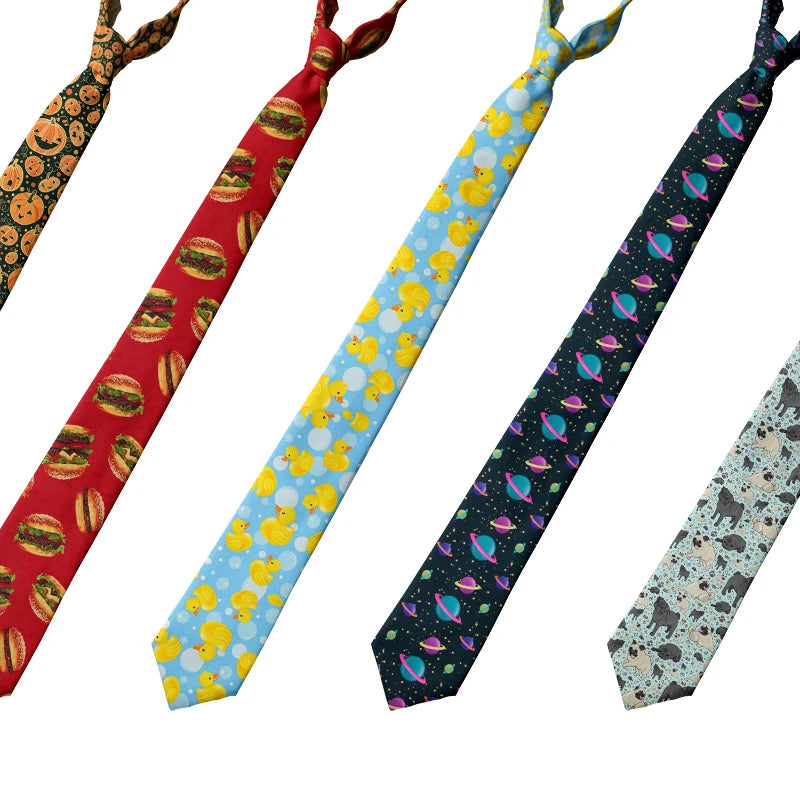 Fashion Animal Print Male Necktie Cartoon Duck Slim Polyester Tie Qme