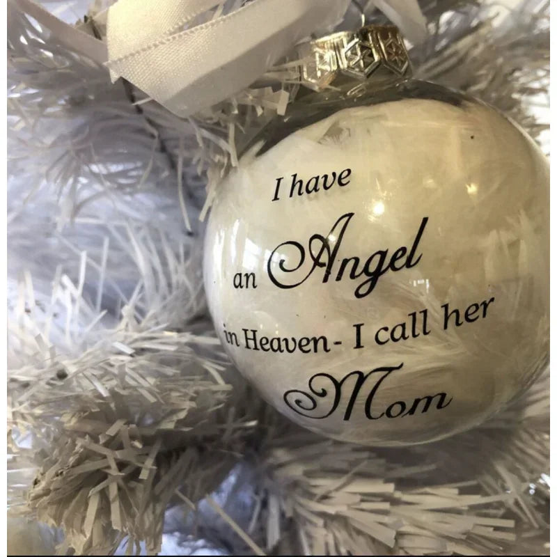 Christmas Tree Balls Commemorate Ornament Feather Ball Angel In Heaven Memorial Ornament Xtmas Tree Hanging In Memory of Mom Dad Qme