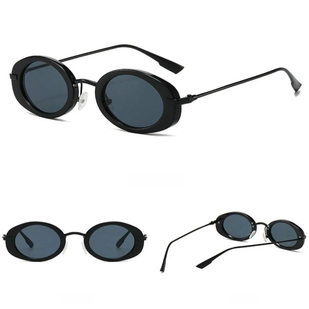 Vintage Retro Oval Sunglasses Small Frame Classic Trendy Fashion Qme