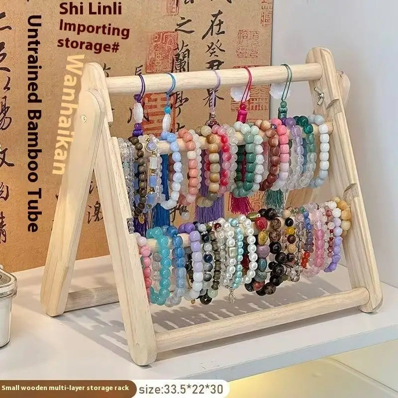Hair Accessories Jewelry Headwear Exhibition Rack Storage Wooden Qme A3