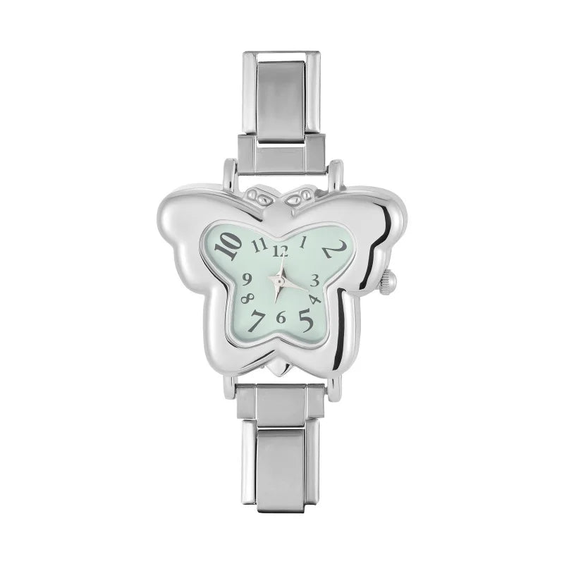 Y2K Colorful Digit Dial Women Stainless Steel Butterfly Shape Watch