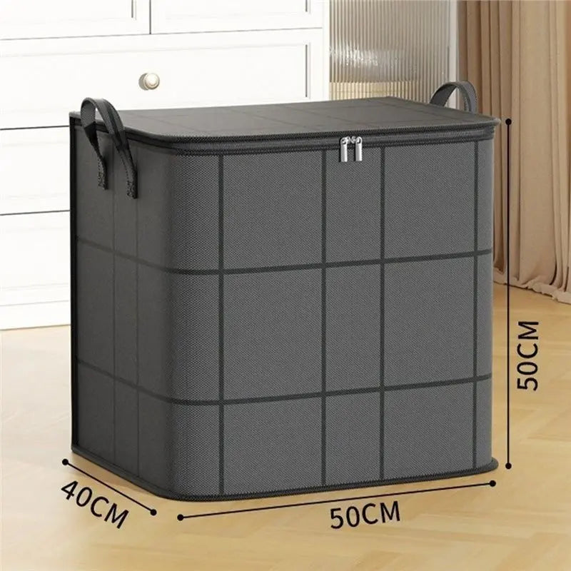 A02F-Dust-Proof Non-Woven Storage Bag Large Foldable Quilt And Clothing Organizer With Zipper And Easy Carry Handles Qme