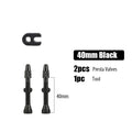 2pcs/bag Bicycle Bike Tubeless Presta Valves Stems Aluminium Alloy 40mm 44mm 48mm 60mm 80mm with Valve Core Removal Tool Qme 40mm Black