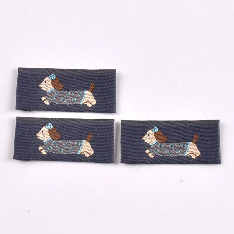 50pcs 40x19mm Mix Assorted Cute Dachshund Fabric Labels, Sew On Tags for DIY Clothes Pet Accessories Crafts cp4311 Qme 40x19mm-4