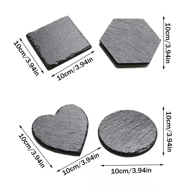 Table Coaster Japanese Style Reusable Slate Stone Drink Coaster Decorative Kitchen Tea Cup Mug Heat Resistant Rock Coaster Qme
