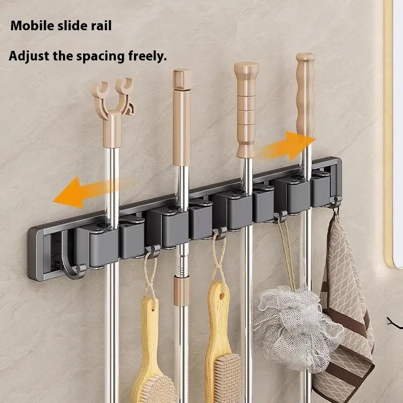Mop Clip Stand Brush Rack Hanging Pipe Hook Kitchen Storage Bathroom Qme