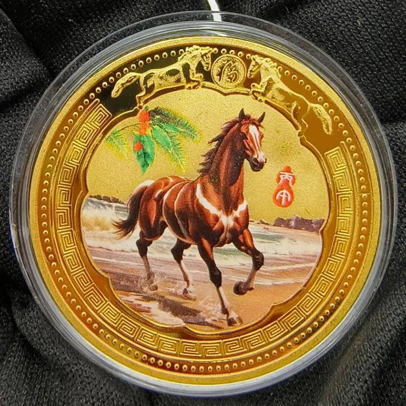 Souvenir Year Horse Chinese Coins Lucky Animal Commemorative Metal Qme
