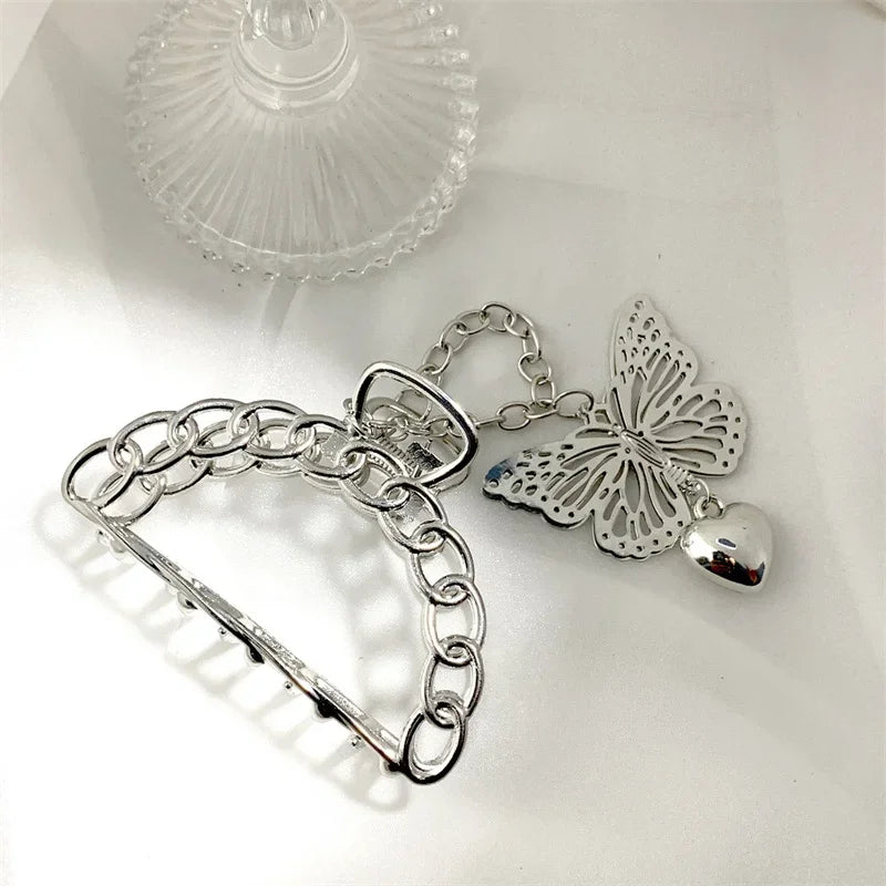 New Hollow Out Butterfly Tassel Hair Pins for Women Girl Beauty Vintage Metal Golden Clips Jewelry Accessories Styling Tools Qme Chain-Butterfly-Sv