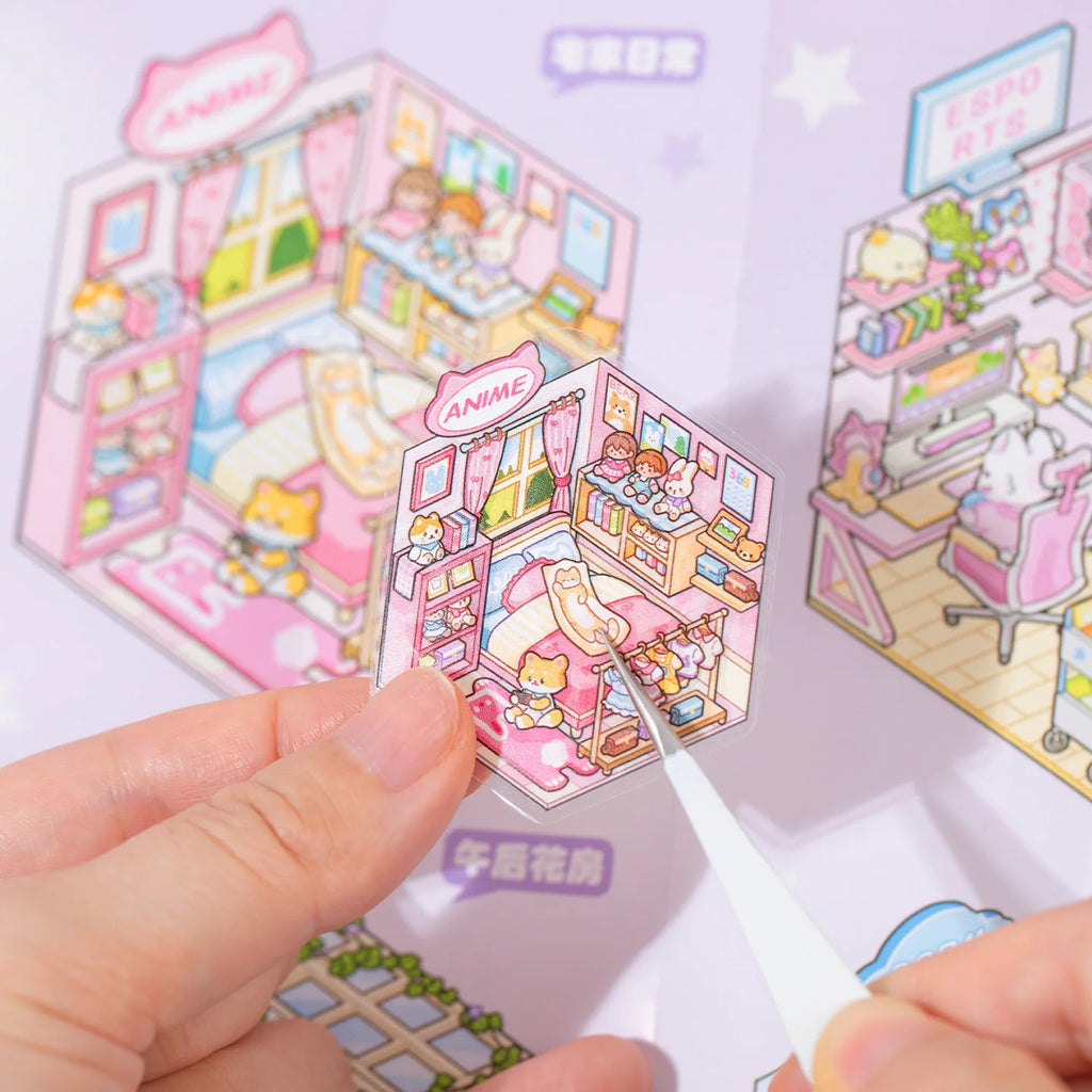 13 Sheets/Book Mini Cute Micro Landscape Stickers for DIY Scrapbooking Phone Case Decoration Student Reward Arts and Crafts Qme