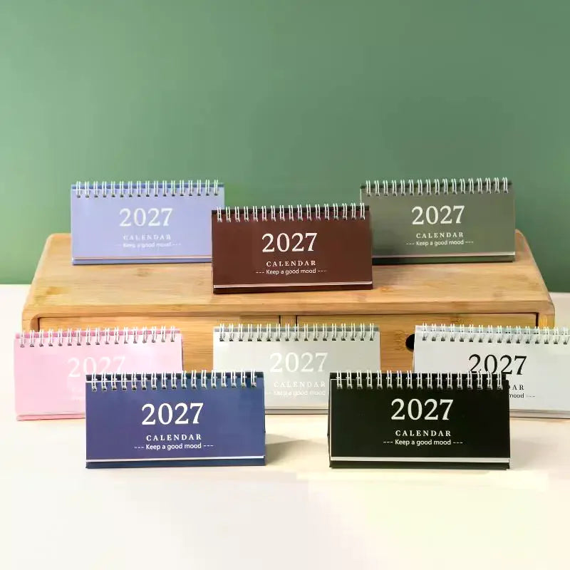 2027 Mini Standing Desk Calendar Coil Flip Monthly Planner Compact Qme