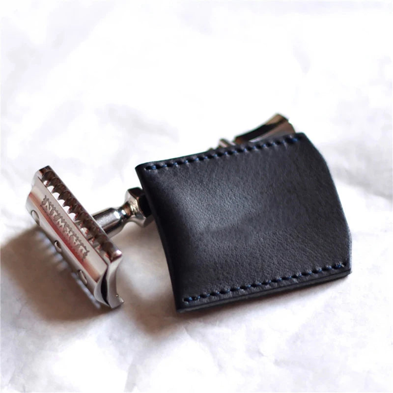 Double Edge Safety Razor Head Sleeve Protective Case Leather Without Qme