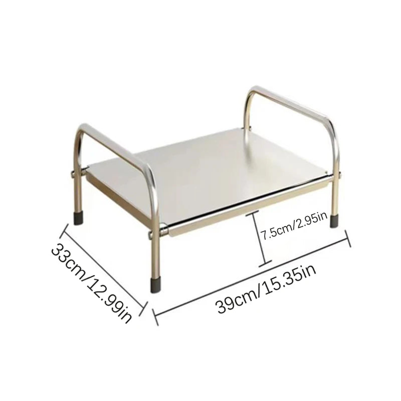 Kitchen Stainless Steel Induction Cooker Rack Floor Mounted Multifunctional Shelf Gas Stove Support Kitchen Accessories. Qme Silver 1PC