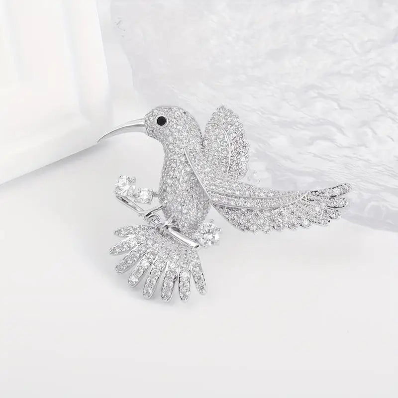 Exquisite Shiny Rhinestone Hummingbird Brooches For Women Clothing Coat Jewelry Accessries Gift Qme