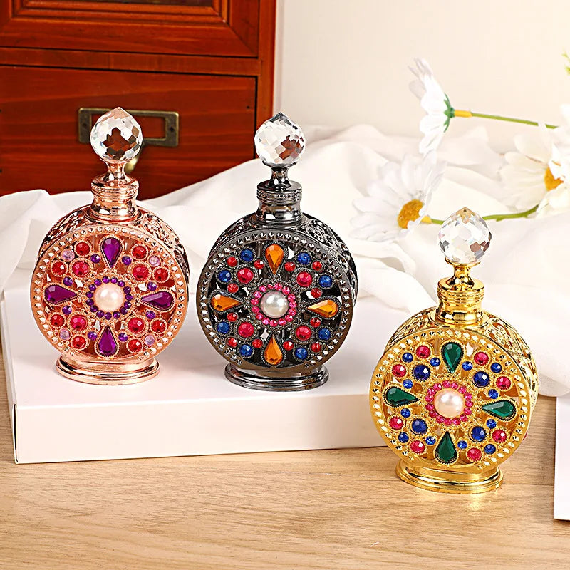12ML Perfume Bottle Metal Empty Bottle Essential Oil Perfume Dispensing Glass Bottle Luxury Gifts Travel Portable Perfume Bottle Qme