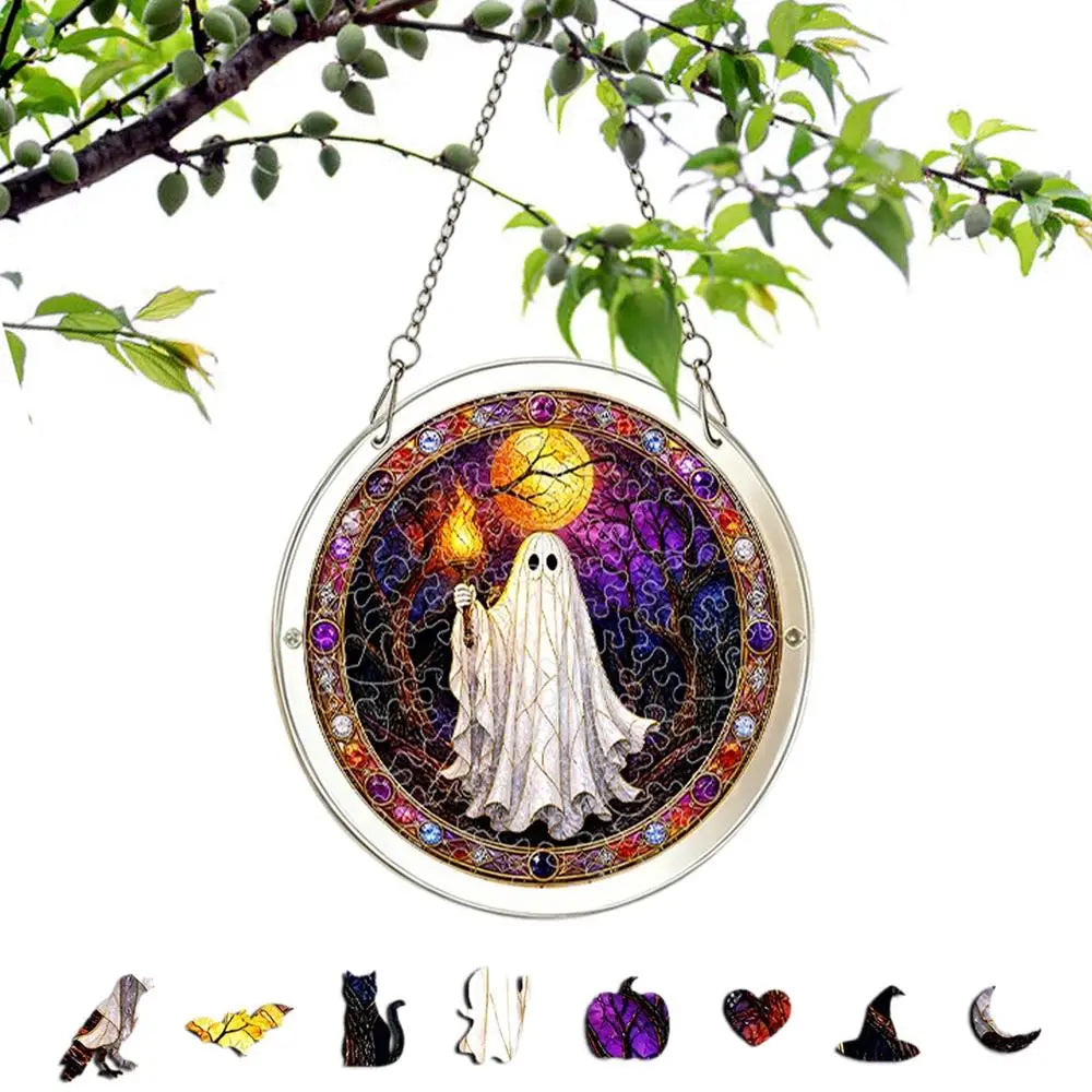 Puzzle Sun Catcher Kit Halloween 2D Ghost Home Decor Hangable Window Decor For Women Men Craft Lovers Homeowners Home Apartment Qme 3 China Mainland