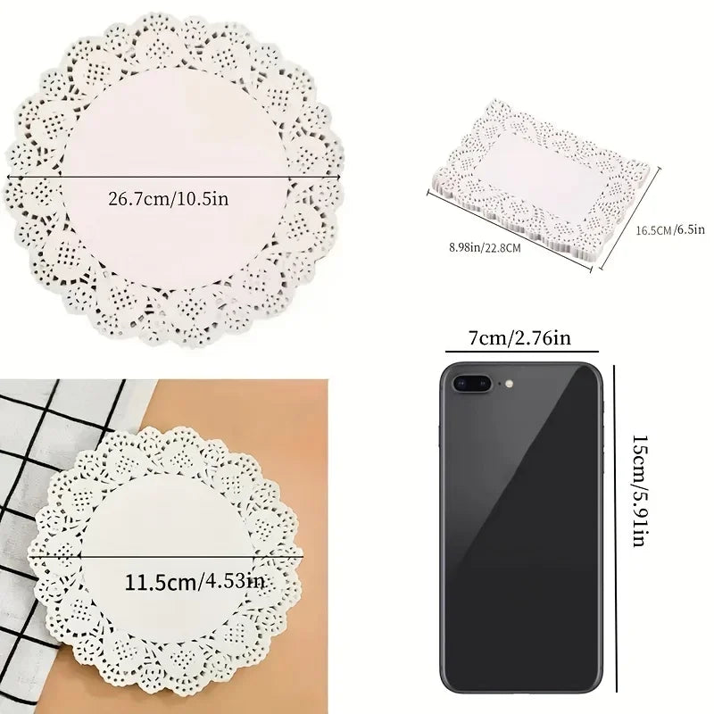 Lace paper pad - Three shapes, highly absorbent, non-sticky, heat-resistant baking paper, suitable for cakes, fried snacks Qme