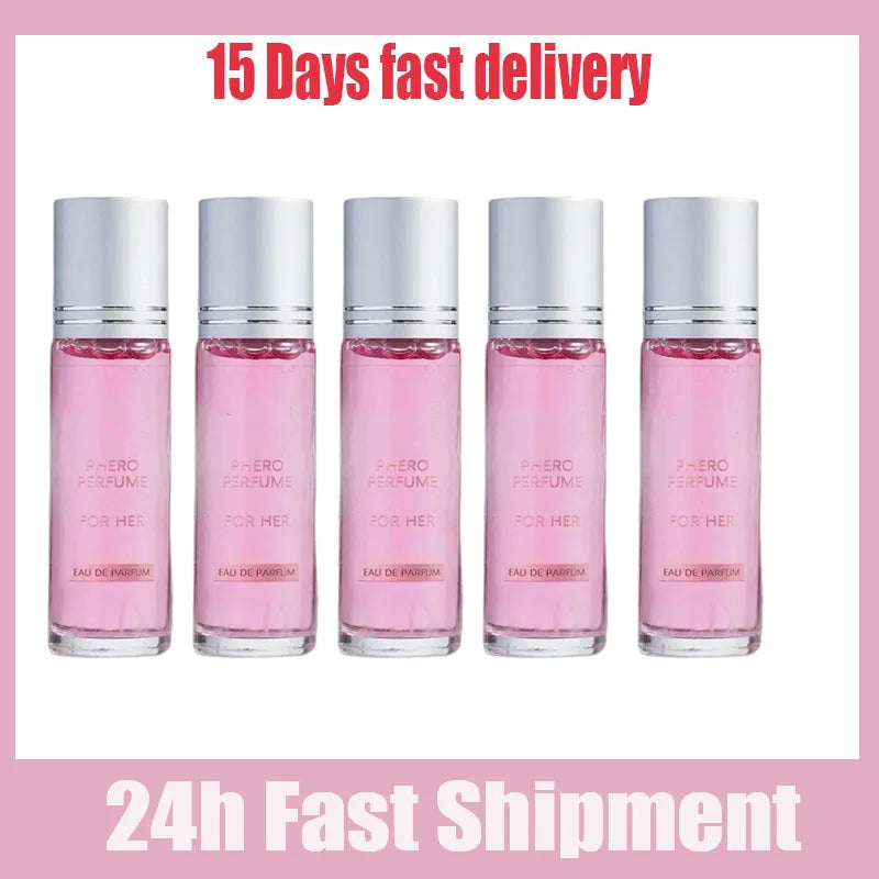 EELHOE 10ml Pink Rollerball Phero Fragrance Long Lasting Scent Portable Body Dating Essential For Man Women Lasting Relationship Qme 5pc
