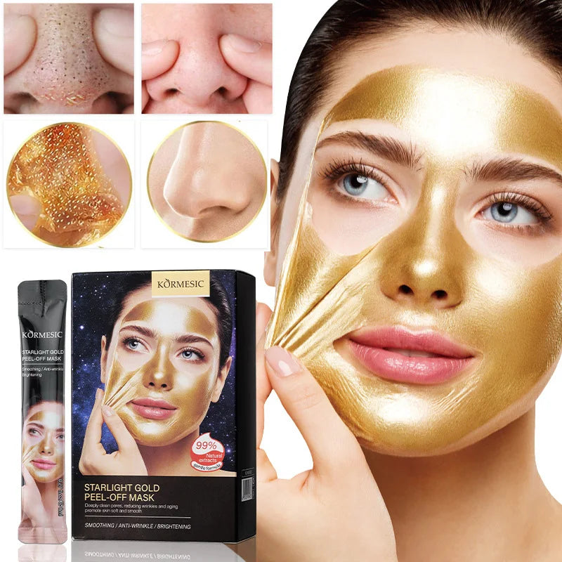 Gold Peel Off Face Mask Blackhead Removal Deep Cleansing Anti-wrinkle Reduces Fine Lines Improves Dullness & Brightens Skin Care Qme