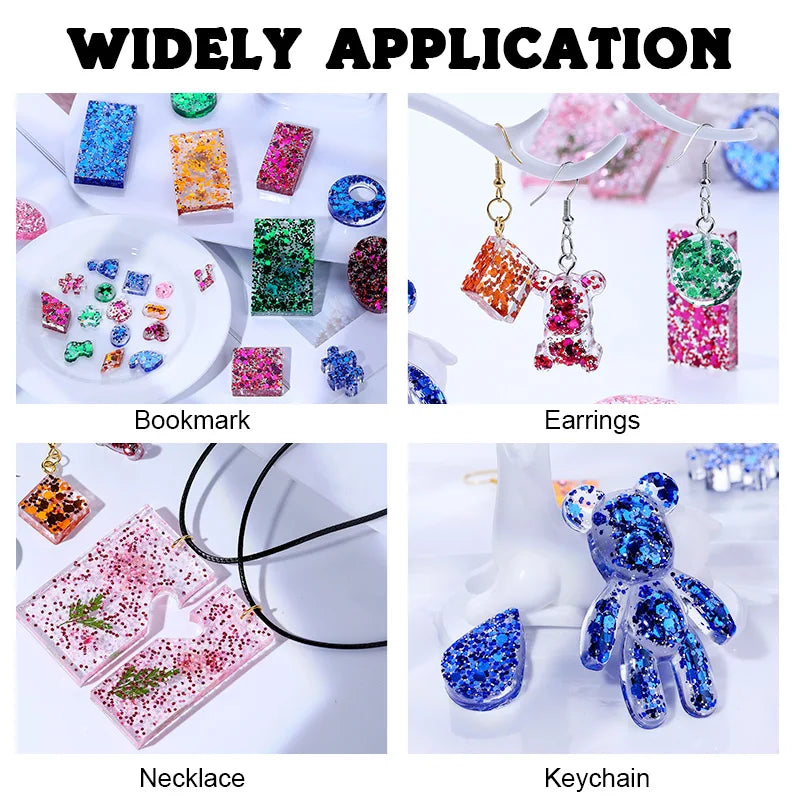 Epoxy Resin Silicone Molds Starter Kit All in One Office Home Decor Art Clear Craft Jewelry Making Kit for Keychain Necklace DIY Qme