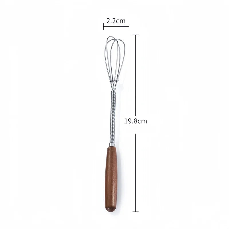 Stainless Steel Agitator Whisk Solid Wood Handle Mini Whisk Portable Manual Whisk Multifunctional Milk Frother Kitchen Tools Qme 1pc 1