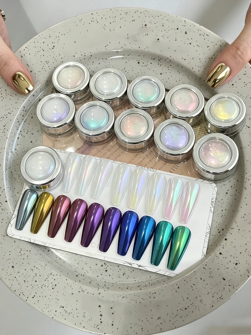 10-piece Aurora Ice Skin Powder Mermaid Chrome Nail Glitter Moonlight Qme