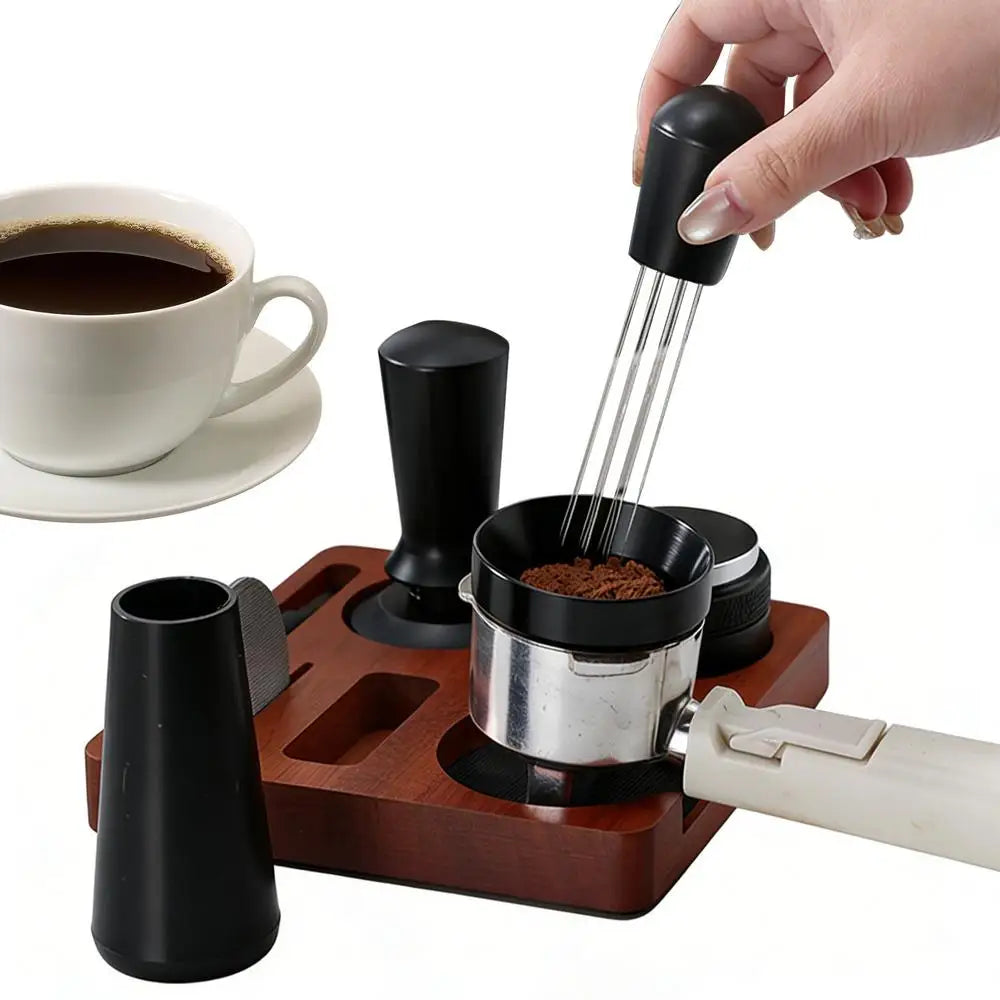 Tamper Kit 7 Pieces Universal Tamping Station Distribution Tool Coffee Distributor Accessories Kit For Home Kitchen Studio Bar Qme 51mm China Mainland