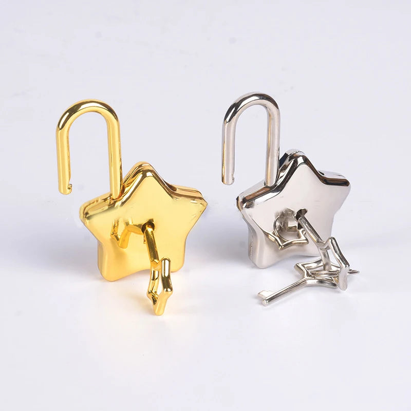 Mini Star Shape Archaize Padlocks Locker Security Key Lock Luggage Bag Qme