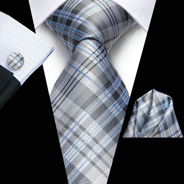 Professional Mens 3-Piece Suit Necktie Pocket Square Cufflinks Qme DPTH-LDSN3443