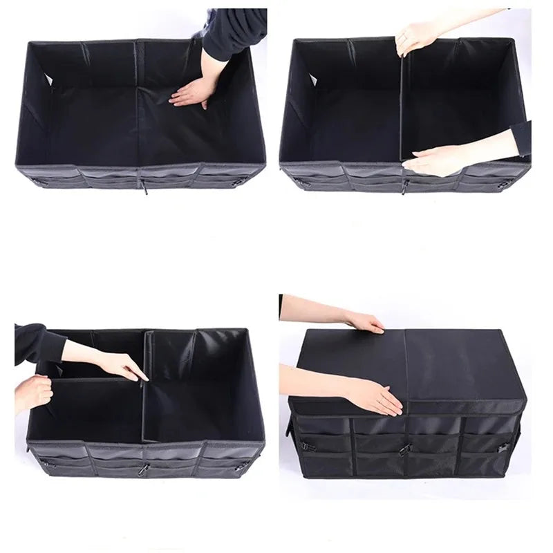 Foldable Storage Car Trunk Organizer Durable Sturdy Collapsible Reflective Strip Storage Box for Sedan SUV Car Large Capacity Qme