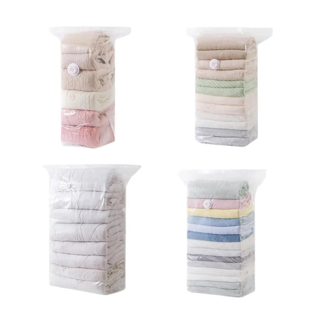 Vacuum Storage Bags Reusable Space Saver No Pump Clothing Compression Qme