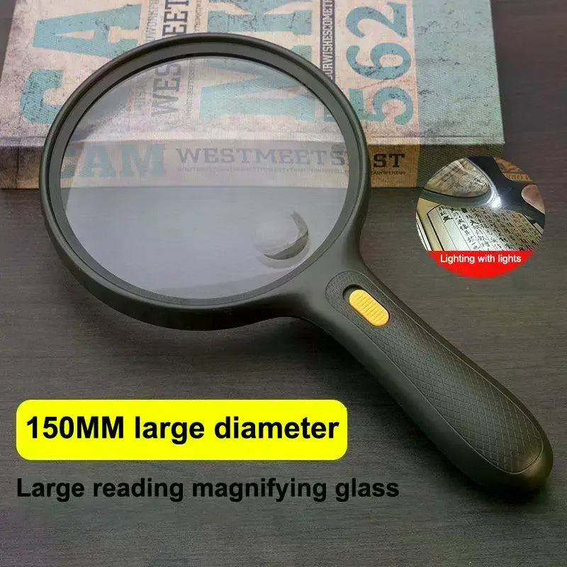 HD Gift Reading Magnifier With LED, Extra Large 138mm Lens, With 3 LED Lights Reading Magnifier Qme