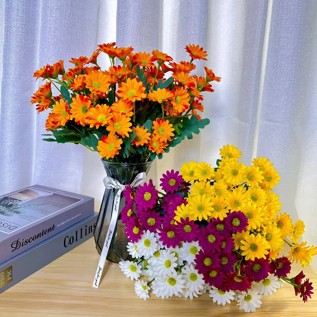 21 Heads Of Sunflowers Small Daisies Bouquets Of Chamomile Wedding Decoration Materials Home Decoration DIY Artificial Flowers Qme