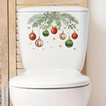 1pc New Toilet Stickers Christmas Green Plants Pattern Self-adhestive Decal Festive Home Decor for Kids Bathroom Qme 1PC