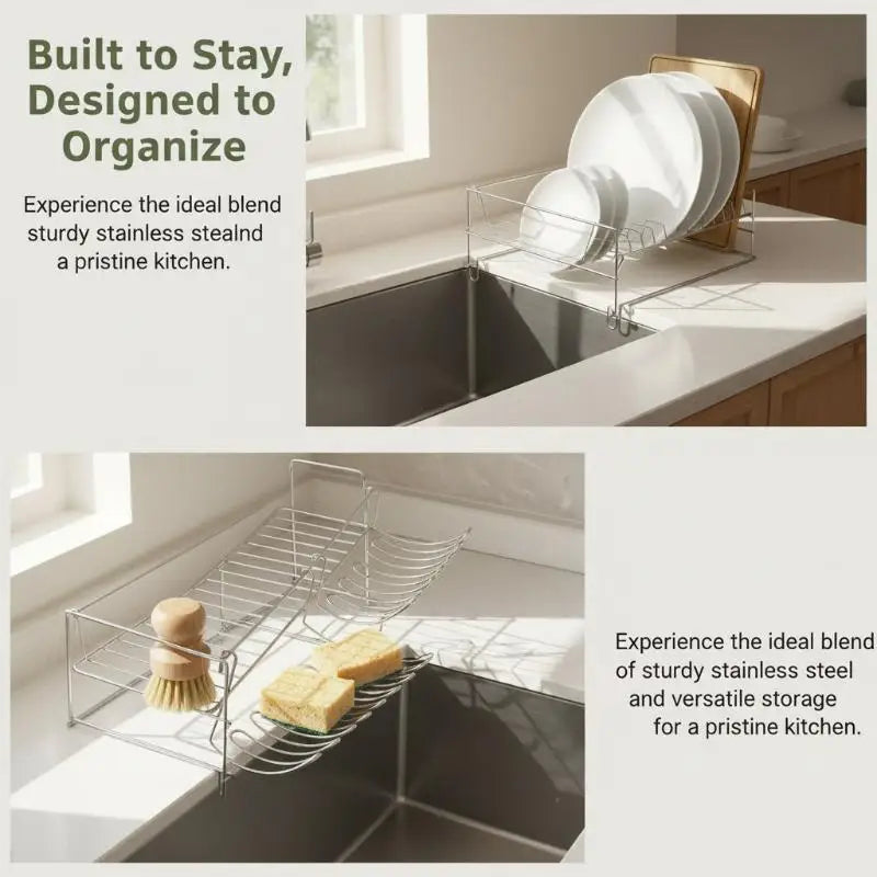 1 Stainless Steel Drain Basket Expansion Small Hanging Rack Storage Qme