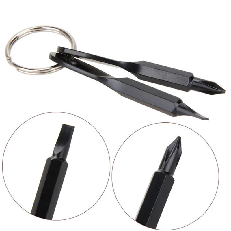 Portable Phillips Slotted Screwdriver Key Ring Keychain Mini Pocket Qme