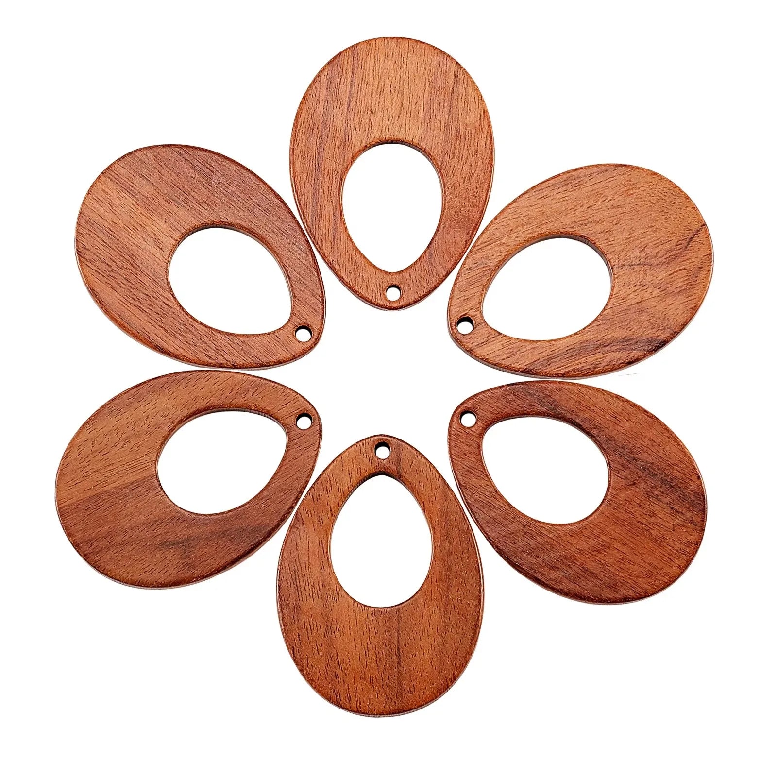 20Pcs Vintage Natural Wood Charms Flat Round Teardrop Saddle Brown Wooden Pendants Bulk for Women Jewelry Earrings Making Qme 37.5x28x2.5mm