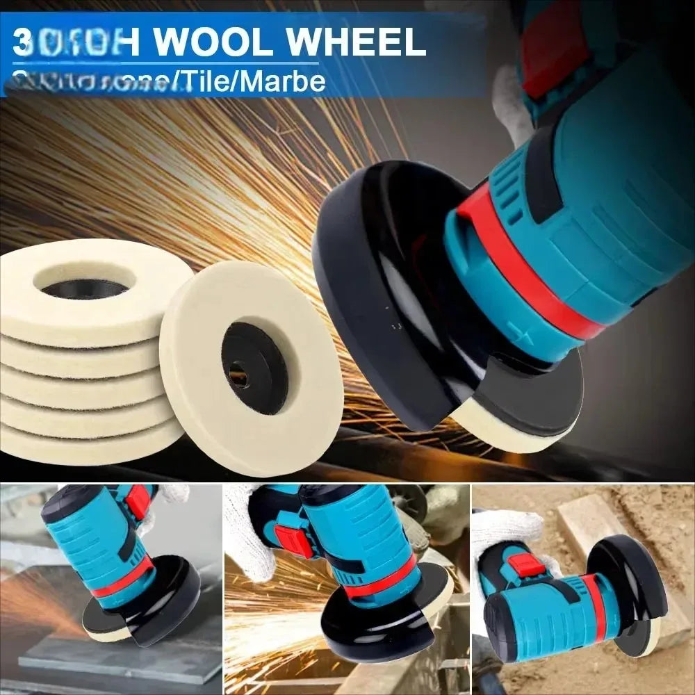 50mm/75mm Wool Polishing Wheel Polishing Pads Angle Grinder Wheel Felt Polishing Disc for Metal Marble Glass Ceramic 1PC Qme