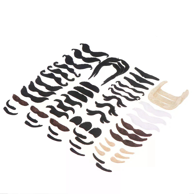 48Pcs Funny Costume Mustache Pirate Halloween Fake Beard Whisker Party Supplies. Qme