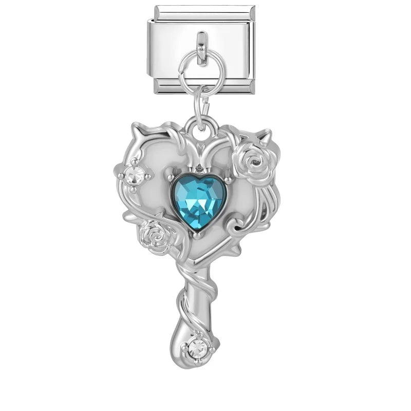 Shiny Colorful Zircon Pendant Series Red Cherry Bow Italian Charm