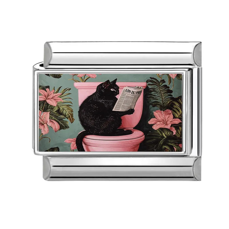 Fashion Green Grassland Daisy Flowers Cats Series Italian Charms Fit