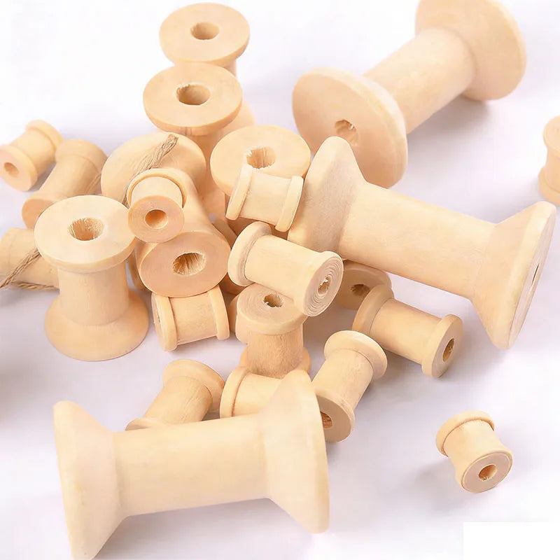 Vintage Natutral Wooden Bobbins Empty Thread Spools For Twine Wire Ribbons Reel Spool Sewing Accessories Tools DIY Wood Crafts Qme