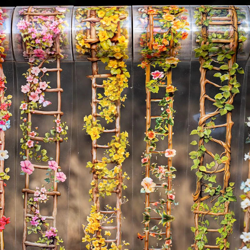 Washi Tape 40mm*2m Flower Ladder Garden Landscaping Tape - Handbook Stationery for DIY Handmade & Scrapbook Diary Decoration Qme