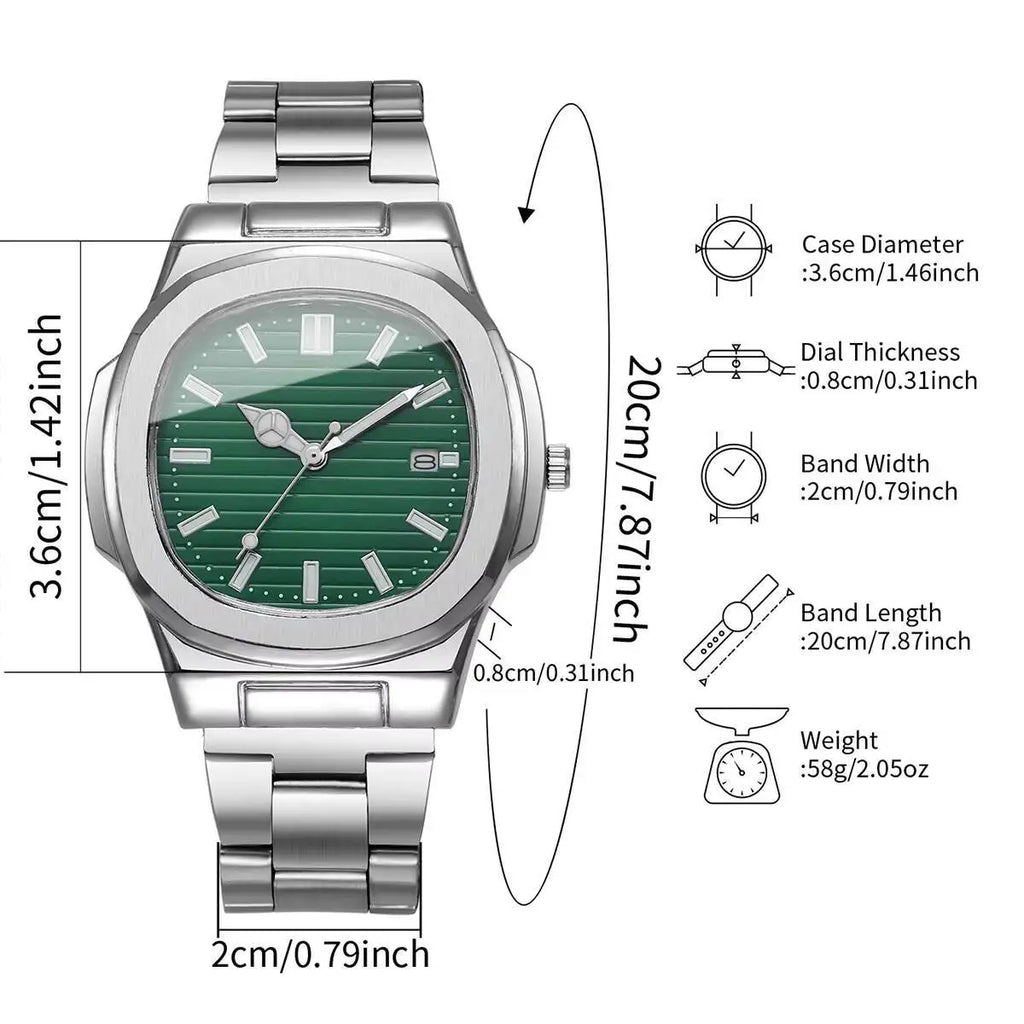 2/4PCS Luxury Men Business Watches Set Fashion Square Dial Quartz Wristwatch with Calendar（Without Box） Qme
