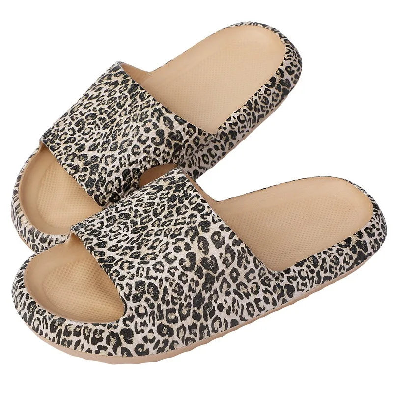 Cloud Slippers Women Shoes Summer Slippers For Men Shoes Home Flat Sandals Massage Flip Flops Couples Bathroom Indoor Slides Qme A-Leopard 4.5cm EUR 44-45