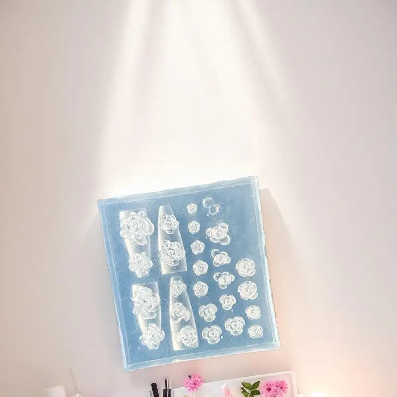 3D Floral Bow Design Manicure Decor Tools Silicone Nail Mold Stamping Qme