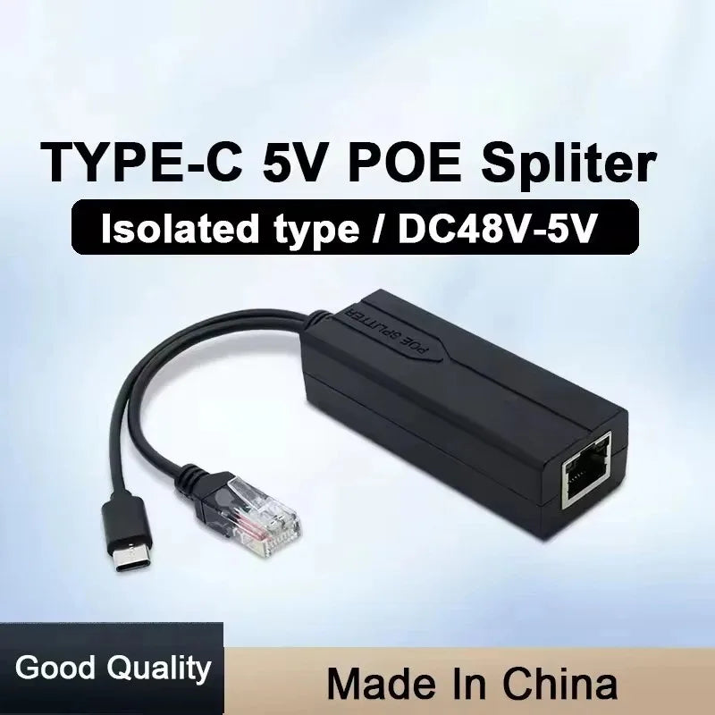 1PCS TYPE-C Port POE Splitter 100Mbps 48V to 5V Power Supply Module Ethernet to USB Adapter Qme