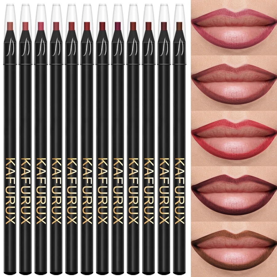 Waterproof Matte Lip Liner Contours Lips Shades Lipstick Long Lasting Qme