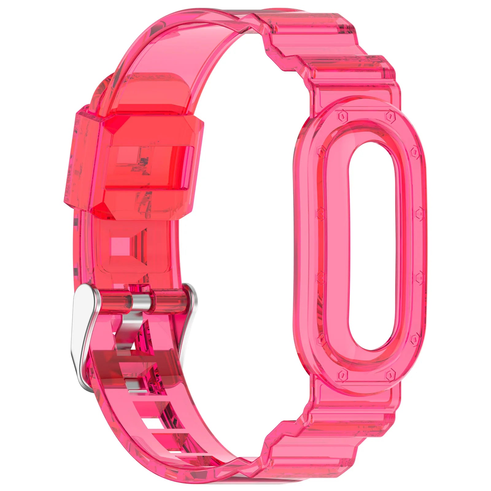 TPU Transparent Adjustable Wristband for Google Fitbit Air Fitness Tracker Watch Band Sweatproof Waterproof for Men Women Qme Rose Red
